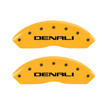 Load image into Gallery viewer, MGP 4 Caliper Covers Engraved Front & Rear Denali Yellow Finish Black Char 2017 GMC Acadia