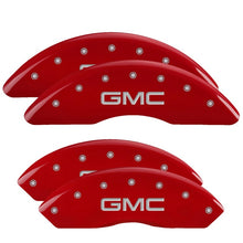 Load image into Gallery viewer, MGP 4 Caliper Covers Engraved Front & Rear Denali Red finish silver ch