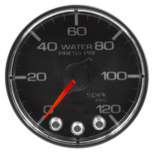 Load image into Gallery viewer, Autometer Spek-Pro Gauge Water Press 2 1/16in 120psi Stepper Motor W/Peak & Warn Blk/Chrm