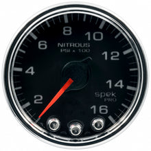 Load image into Gallery viewer, Autometer Spek-Pro Gauge Nitrous Press 2 1/16in 1600psi Stepper Motor W/Peak & Warn Blk/Chrm
