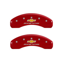Load image into Gallery viewer, MGP 4 Caliper Covers Engraved Front & Rear Chevy racing Red finish silver ch