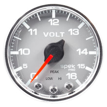 Load image into Gallery viewer, Autometer Spek-Pro Gauge Voltmeter 2 1/16in 16V Stepper Motor W/Peak & Warn Slvr/Chrm