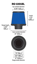 Load image into Gallery viewer, K&N Universal Air Filter Chrome Round Tapered Blue - 4in Flange ID x 1.125in Flange Length x 5.5in H
