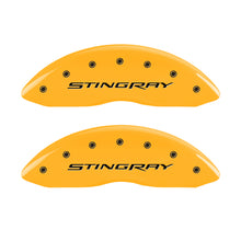 Load image into Gallery viewer, MGP 4 Caliper Covers Engraved Front & Rear Stingray Yellow finish black ch