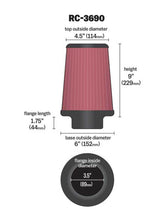 Load image into Gallery viewer, K&N Universal Chrome Filter 3 1/2 inch ID FLG / 6 inch Bottom / 4 1/2 inch CR / 9 inch Length