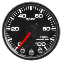 Load image into Gallery viewer, Autometer Spek-Pro Gauge Fuel Press 2 1/16in 100psi Stepper Motor W/Peak & Warn Blk/Blk