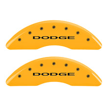 Load image into Gallery viewer, MGP 4 Caliper Covers Engraved Front & Rear Dodge Yellow Finish Black Char 2010 Dodge Ram 3500