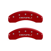 Load image into Gallery viewer, MGP 4 Caliper Covers Engraved Front & Rear Denali Red finish silver ch