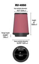 Load image into Gallery viewer, K&N Universal Air Filter 4in Flange / 5-3/8in Base / 4-1/2in Top / 6in Height