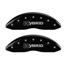 Load image into Gallery viewer, MGP 4 Caliper Covers Engraved Front & Rear GM Style/Hybrid Black finish silver ch