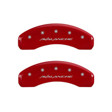 Load image into Gallery viewer, MGP 4 Caliper Covers Engraved Front & Rear Avalanche Red finish silver ch