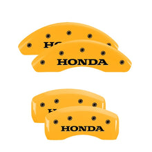 Load image into Gallery viewer, MGP 4 Caliper Covers Engraved Front & Rear Civic Yellow Finish Black Char 2003 Honda Civic
