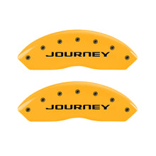 Load image into Gallery viewer, MGP 4 Caliper Covers Engraved Front & Rear With out stripes/Journey Yellow finish black ch