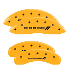 Load image into Gallery viewer, MGP 4 Caliper Covers Engraved F & R w/ Stripes/Dodge Yellow Finish Black Char 2008 Dodge Durango