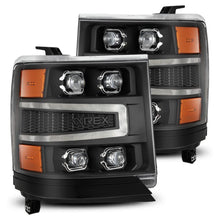 Load image into Gallery viewer, AlphaRex 16-18 Chevy 1500HD NOVA-Series LED Proj Headlights BK w/Actv Lgt/SeqSig & DRL (Req 810023)