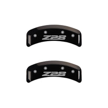 Load image into Gallery viewer, MGP 4 Caliper Covers Engraved Front Gen 4/Camaro Engraved Rear Gen 4/Z28 Black finish silver ch
