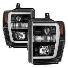 Load image into Gallery viewer, Spyder 08-10 Ford F-250 Projector Headlights V2 - Light Bar DRL LED - Black PRO-YD-FS08V2-LB-BK
