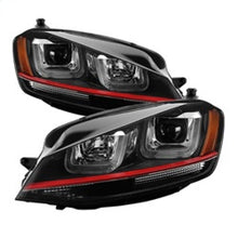 Load image into Gallery viewer, Spyder Volkswagen Golf VII 14-16 Projector Headlights DRL LED Red Stripe Blk PRO-YD-VG15-RED-DRL-BK
