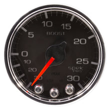 Load image into Gallery viewer, Autometer Spek-Pro Gauge Vac/Boost 2 1/16in 30Inhg-30psi Stepper Motor W/Peak &amp; Warn Black/Chrome
