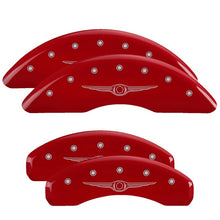Load image into Gallery viewer, MGP 4 Caliper Covers Engraved Front &amp; Rear Style 1/Chrysler Wing Red finish silver ch
