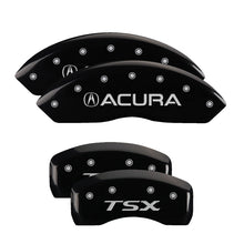 Load image into Gallery viewer, MGP 4 Caliper Covers Engraved Front Acura Engraved Rear TSX Black finish silver ch
