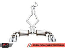 Load image into Gallery viewer, AWE Tuning 2019+ BMW M340i (G20) Resonated Touring Edition Exhaust - Quad Chrome Silver Tips
