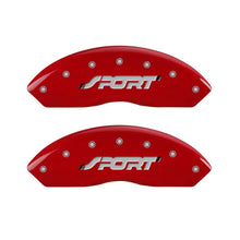 Load image into Gallery viewer, MGP 4 Caliper Covers Engraved Front &amp; Rear SPORT Red finish silver ch
