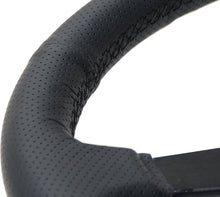 Load image into Gallery viewer, NRG Sport Steering Wheel (350mm / 1.5in Deep) Black Leather Black Stitch w/Matte Black Solid Spokes
