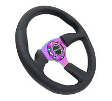 Load image into Gallery viewer, NRG Reinforced Steering Wheel (350mm / 2.5in. Deep) Leather Race Comfort Grip w/4mm Neochrome Spokes
