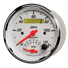 Load image into Gallery viewer, AutoMeter Gauge Tach/Speedo 3-3/8in. 120MPH &amp; 8K RPM Elec. Program. Arctic White
