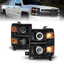 Load image into Gallery viewer, ANZO 14-15 Chevrolet Silverado 1500 Projector Headlights w/ Halo Black Housing w/ Black Trim
