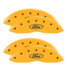 Load image into Gallery viewer, MGP 4 Caliper Covers Engraved Front &amp; Rear No bolts/Sport Yellow finish black ch
