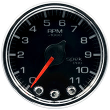 Load image into Gallery viewer, Autometer Spek-Pro Gauge Tach 2 1/16in 11K Rpm W/ Shift Light &amp; Peak Mem Blk/Chrm
