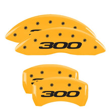Load image into Gallery viewer, MGP 4 Caliper Covers Engraved Front &amp; Rear 300/2017 Yellow Finish Black Char 2014 Chrysler 300
