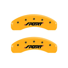Load image into Gallery viewer, MGP 4 Caliper Covers Engraved Front &amp; Rear SPORT Yellow finish black ch
