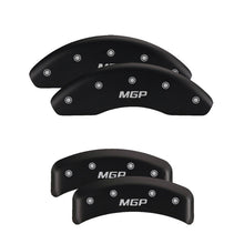 Load image into Gallery viewer, MGP 4 Caliper Covers Engraved Front &amp; Rear Block/Challenger Black finish silver ch
