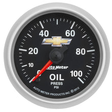 Load image into Gallery viewer, AutoMeter Gauge Oil Press 2-1/16in. 100PSI Digital Stepper Motor Chevy Gold Bowtie
