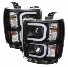 Load image into Gallery viewer, Spyder Chevy Silverado 1500 14-16 Projector Headlights Light Bar DRL Blk PRO-YD-CS14-LBDRL-BK
