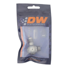 Load image into Gallery viewer, DeatschWerks 6AN ORB Male to 6AN Male Flare Low Profile 90-Degree Swivel - Anodized DW Titanium

