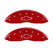 Load image into Gallery viewer, MGP 4 Caliper Covers Engraved Front &amp; Rear Bowtie Red finish silver ch
