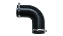 Load image into Gallery viewer, Vibrant Non Reinforced 90 deg Silicone Elbow 3.5in I.D. x 5in tall BLACK incl 2 SS Worm Gear Clamps
