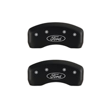 Load image into Gallery viewer, MGP 4 Caliper Covers Engraved Front &amp; Rear Oval logo/Ford Red finish silver ch
