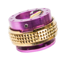 Load image into Gallery viewer, NRG Quick Release Kit - Pyramid Edition - Purple Body / Chrome Gold Pyramid Ring

