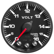 Load image into Gallery viewer, AutoMeter Gauge Voltmeter 2-1/16in. 16V Stepper Motor W/Peak &amp; Warn Blk/Blk Spek-Pro
