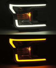 Load image into Gallery viewer, AlphaRex 18-20 Ford F-150 LUXX LED Proj Headlights Plank Style Jet Blk w/Activ Light/Seq Signal/DRL
