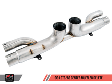 Load image into Gallery viewer, AWE Tuning Porsche 991 GT3 / RS Center Muffler Delete - Diamond Black Tips
