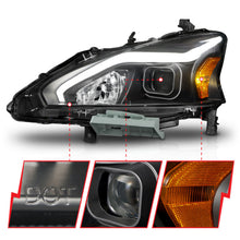 Load image into Gallery viewer, ANZO 13-15 Nissan Altima (w/o Factory HID Bulbs) Projector Headlights - w/ Light Bar Black Housing
