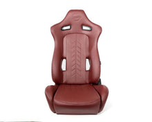 Load image into Gallery viewer, NRG Reclinable Sport Seats (Pair) The Arrow Maroon Vinyl w/ Pressed NRG logo w/ Maroon Stitch
