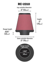 Load image into Gallery viewer, K&amp;N Universal Round Tapered Chrome Filter 1.563in Flange ID x 3in Base OD x 2in Top OD x 3in H
