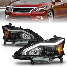 Load image into Gallery viewer, ANZO 13-15 Nissan Altima (w/o Factory HID Bulbs) Projector Headlights - w/ Light Bar Black Housing
